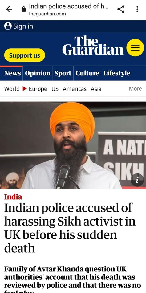 Concoted Story Death Of Khalistani Separatist Avtar Singh Khanda