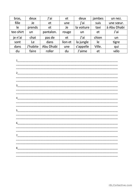 Ft Phrases Simples à Reconstituer 3… Français Fle Fiches Pedagogiques