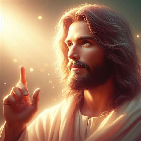 Premium Ai Image Portrait Of Jesus Christ With Finger Pointing Up