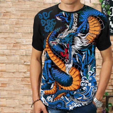 Jual Baju Kaos Cowok Distro Original Keren Hitam Gambar Dragon Full