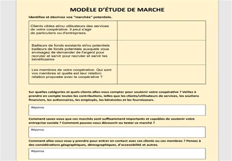 Mod Les Tude De March Excel Word Gratuits