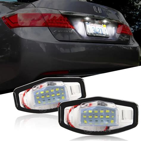 Pair White Led Number License Plate Light For Hond Civic W