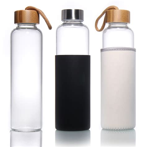 Double Walled High Borosilicate Glass Water Bottle With Bamboo Lid