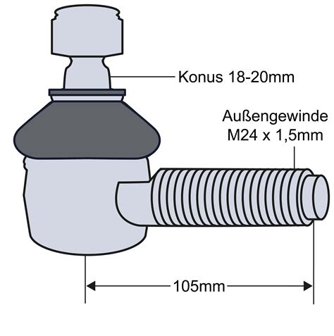 Kugelgelenk Konus 18 20 mm für Case IH IHC 644 743 744 745 844 844S