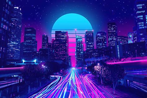 purple neon city wallpapers  hd backgrounds  wallpaperbat