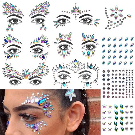 Glaryyears Face Gems Rave 10 Pack Noctilucent Face Jewels