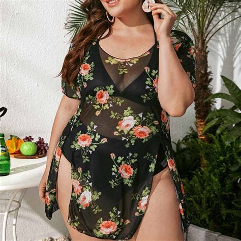 New Style Floral Bikini Three Piece Swimsuit Covering Belly Slimmer Look Half Sleeved Sexy
