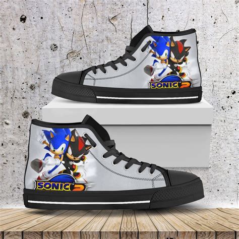 Sonic Hi Tops Sonic Hedgehog Custom High Top Custom Shoes Etsy