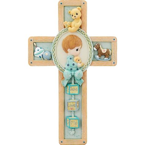 Precious Moments Figurine Boy Praying Cross Baby Shower Baptism Gift ...