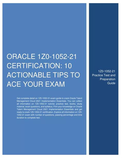 PPT PDF Oracle 1Z0 1052 21 Certification 10 Actionable Tips To Ace