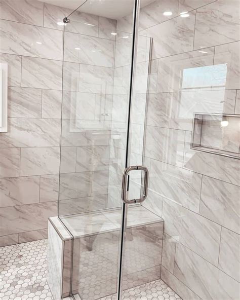 Gray Marble Tile Shower With Built In Bench Soul Lane