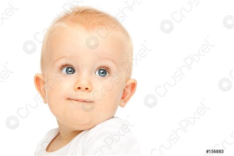 Beautiful blonde hair blue eyes baby isolated on white - stock photo ...