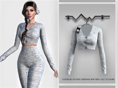 The Sims Resource Clothes Set 95 Crop Cardigan Bd357