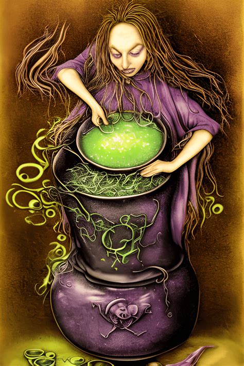 Witch's Potion a Digital Graphic of a Witch Brewing a Magical Potion · Creative Fabrica