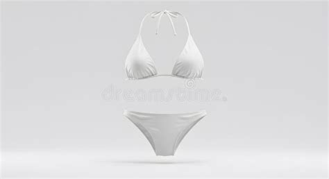 Elegant White Bikini Set Summer Fashion Minimalist Design Swimsuit Apparel Photography Stock