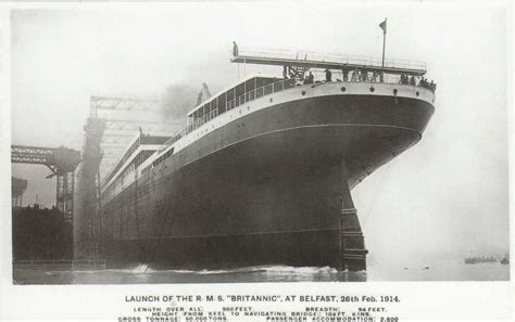 Launch Of The Rms Britannic At Belfast February 26 1914 Os