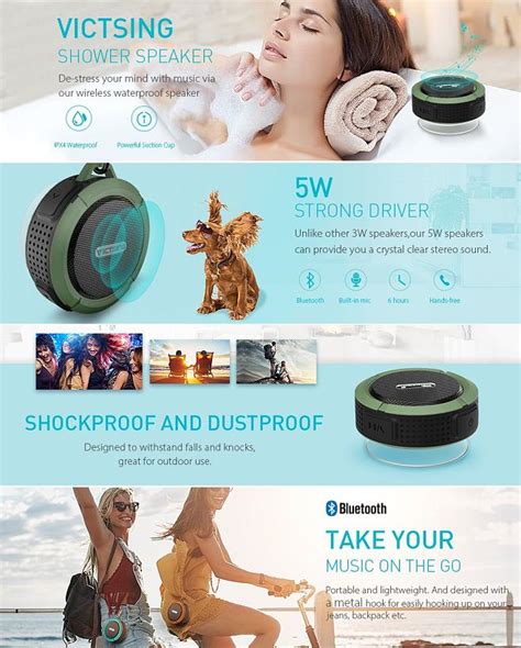 Victsing Shower Speaker Wireless Waterproof Speaker With