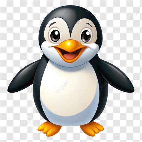 Happy Penguin Cute Cartoon Art White Background Penguin Penguins