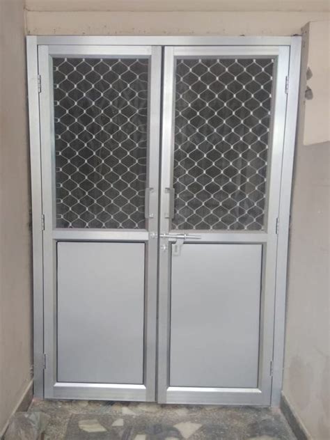 Powder Coated Silver Aluminium Double Hinged Door For Home Size