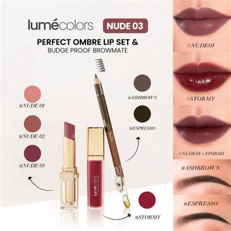 Brow LIP SET Nude Lipstick Liptint Shade Stormy Color Eyebrow Pencil Shopee