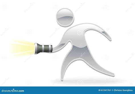 Metallic Mascot with Torch Flashlight Stock Vector - Illustration of ...