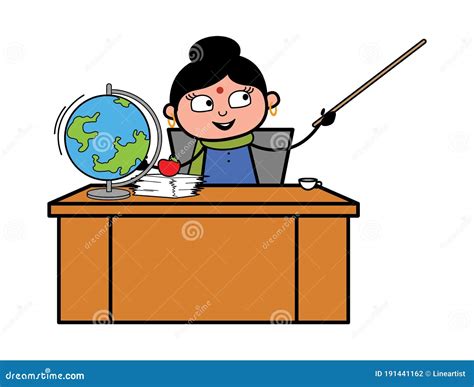 Cartoon Indian Lady As Teacher Stock Illustration - Illustration of ...