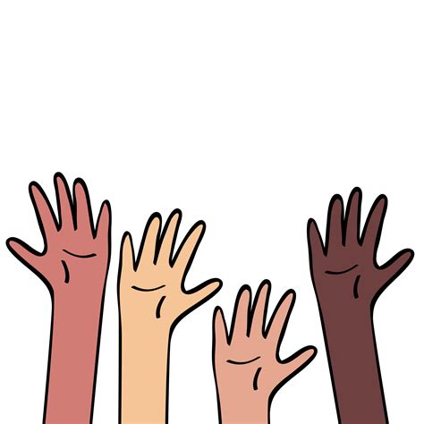 Raised Hands Different Skin Color Equality And Diversity Race Unity