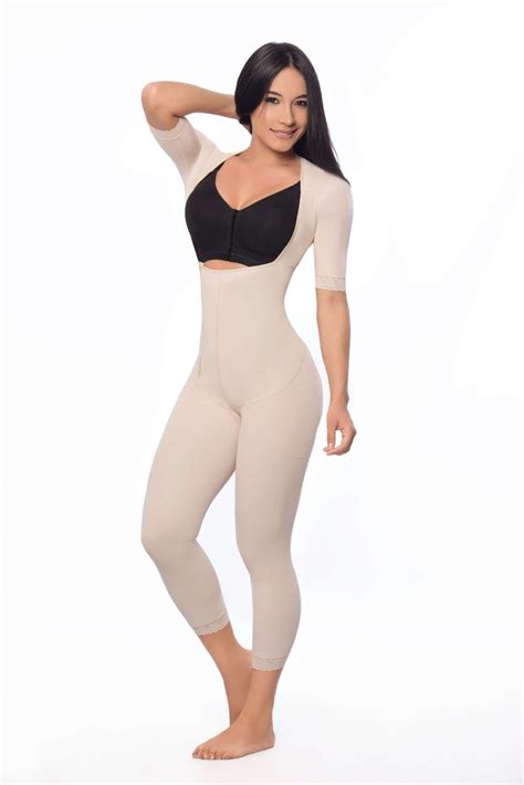 Braless Full Body Under Knee Faja With Sleeves Contour Fajas