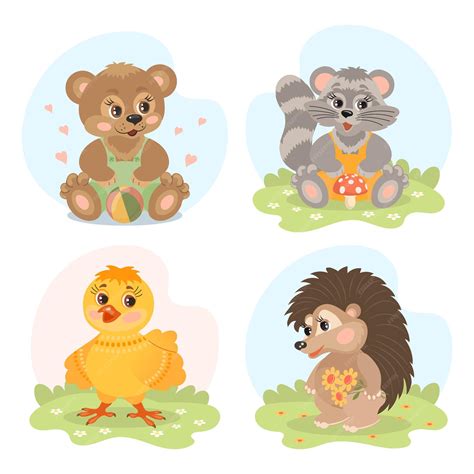 Personagens Pequenos De Desenhos - Conjunto de pequenos personagens de desenhos animados fofos girafa ...