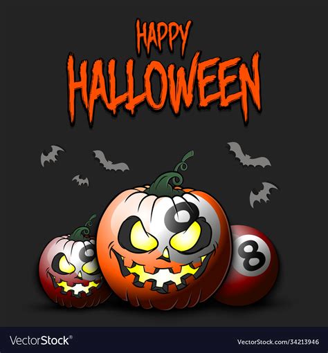 Happy Halloween Billiard Ball Pumpkin Royalty Free Vector