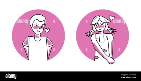 Shy Boy And Girl With Emotion Of Love Circle Icon Facial Expression