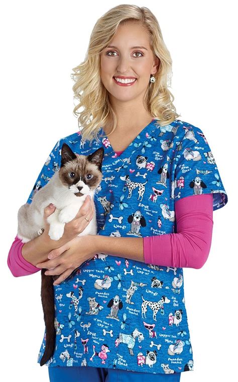 Veterinary Scrub Top Animal Print Scrub Top Veterinary Apparel