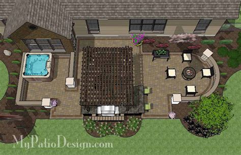 Dreamy Backyard Patio Design with Hot Tub | Download Plan ...