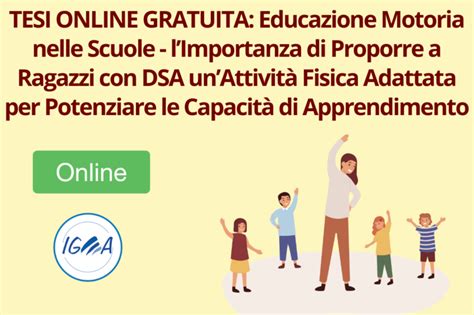 Tesi Gratuita Educazione Motoria Nelle Scuole Ragazzi Con DSA