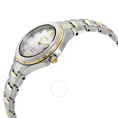 Seiko Coutura Diamond Mother Of Pearl Dial Two Tone Ladies Watch Sut308