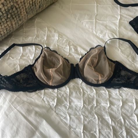 Victorias Secret Black Lace Bra And Panty Set Bra 3… Gem