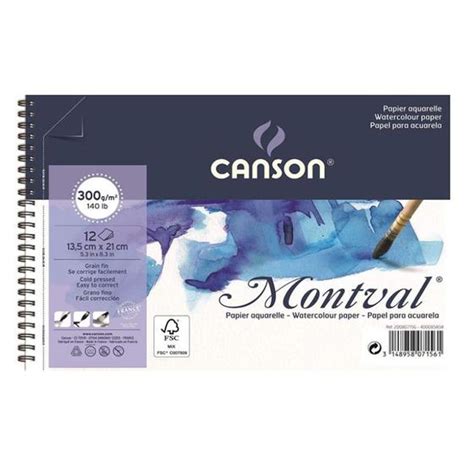 Bloco Montval Espiral Textura Fina 300g 12 Folhas 60807161 CANSON