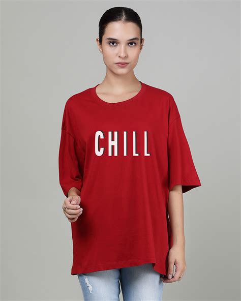 Buy Women S Red Chill Typography Oversized T Shirt Online At Bewakoof