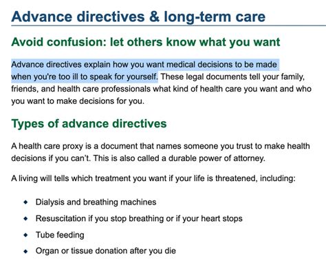 Advance Directives Explain How You Want Medical Decisions To Be Made When Youre Too Ill To