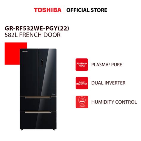 Toshiba GR RF532WE PGY 22 582L French Door Dual Inverter Refrigerator