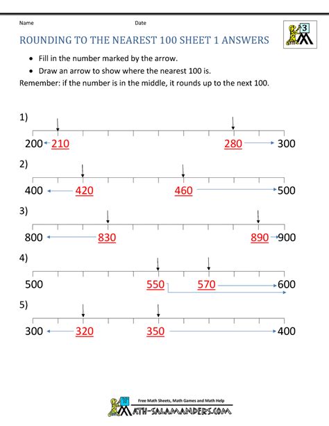 Round To The Nearest And Worksheet