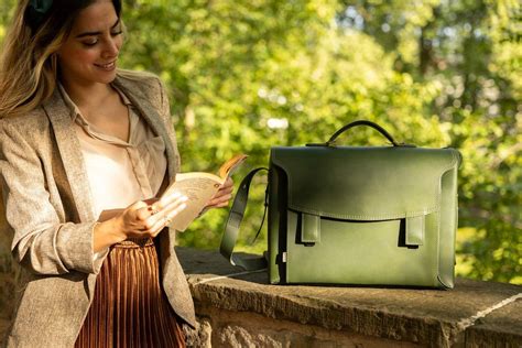 Damen Aktentasche Leder Grün Futter Blau I Jahn Lederwaren Jahn