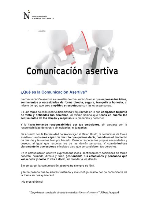 Lectura La Comunicaci N Asertiva Qu Es La Comunicaci N Asertiva