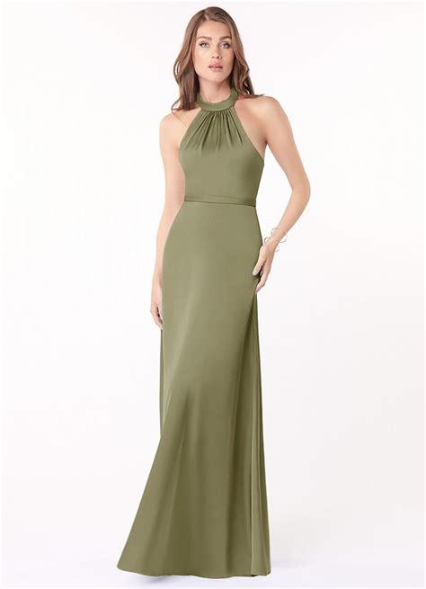 Pistachio Azazie Delmar Stretch Satin Dress Bridesmaid Dresses Azazie