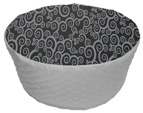 Quilted Black And Gray Scroll Damask Slow Cooker Cover By Pennys Needful Things White Large