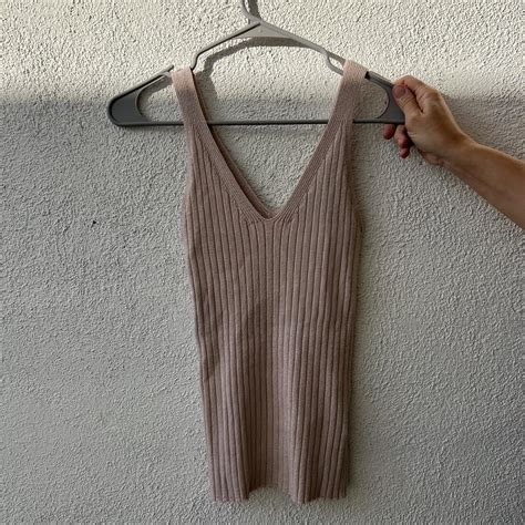 Nude Colored Basic Top With A Bit Of Shimmer Super Depop