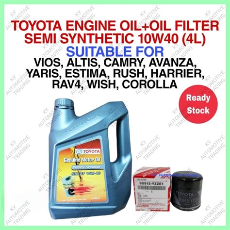 TOYOTA ENGINE OIL SEMI SYNTHETIC 10W40 4 Liter VIOS ALTIS CAMRY WISH