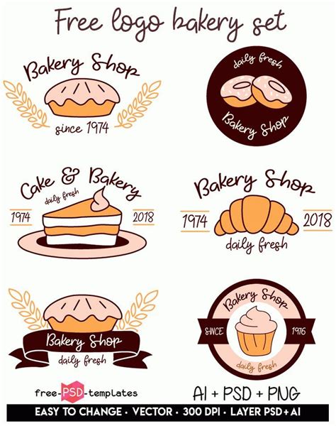 Bakery Logos And Badges For Different Types Of Cakes Pies And Other