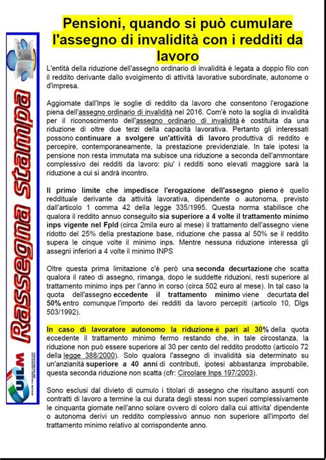 Assegno Ordinario D Invalidita Uilm Provincia Di Cuneo