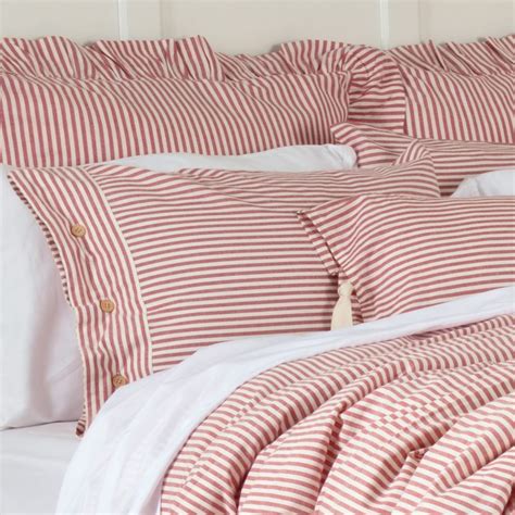 Farmhouse Ticking Red Duvet Cover King Piper Classics